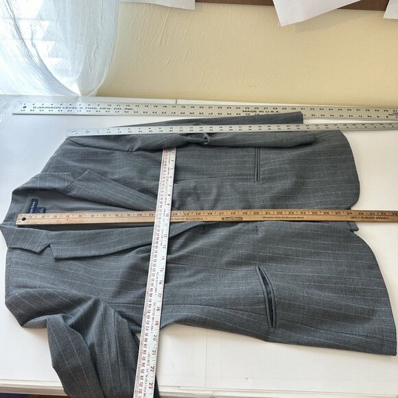 Lands End Womens Pinstripe Blazer Size 12 Gray 2 Button Career - Picture 4 of 11